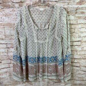 Altar’d State Semi Sheer Popover Top Large